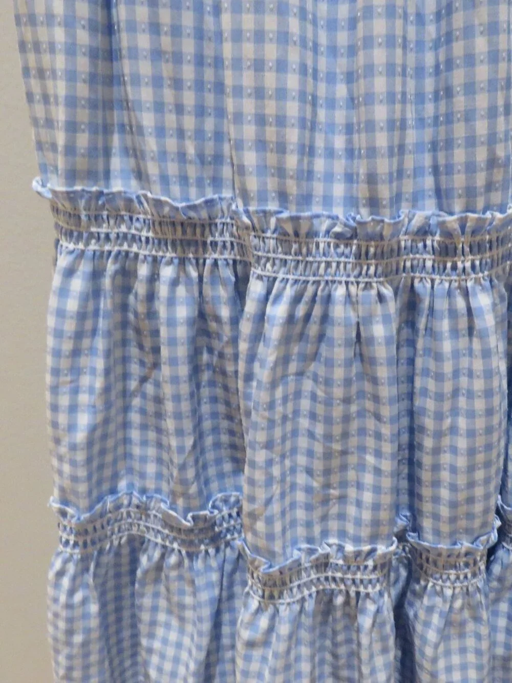 O.P.T Daphne Gingham Smocked Tiered Midi Dress Medium Trad Wife Cottagecore - Picture 9 of 16